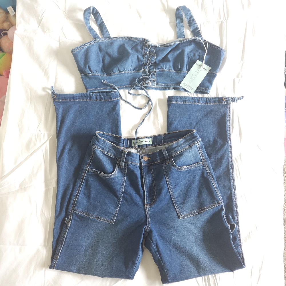 Love Trends Denim Two-Piece Set Size XL